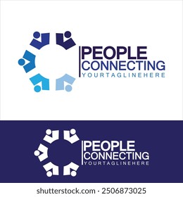 Abstract Initial Letter C Connecting People Logo Vector  Design Template