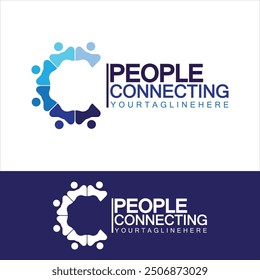 Abstract Initial Letter C Connecting People Logo Vector  Design Template