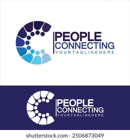 Abstract Initial Letter C Connecting People Logo Vector  Design Template