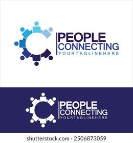 Abstract Initial Letter C Connecting People Logo Vector  Design Template