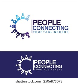 Abstract Initial Letter C Connecting People Logo Vector  Design Template