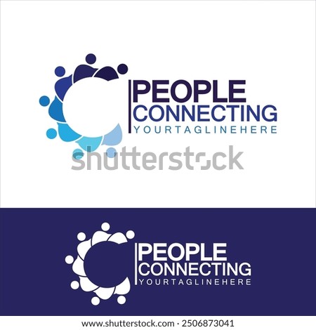 Abstract Initial Letter C Connecting People Logo Vector  Design Template