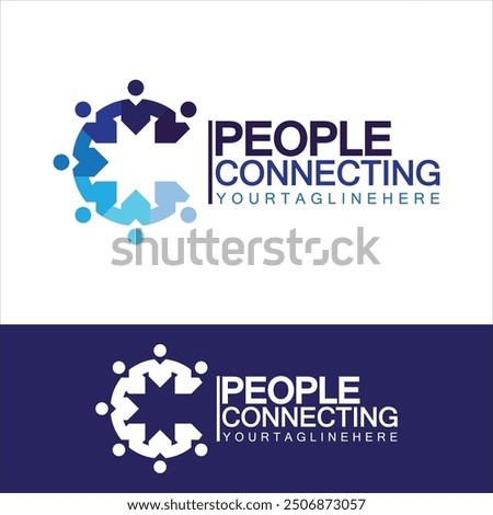 Abstract Initial Letter C Connecting People Logo Vector  Design Template