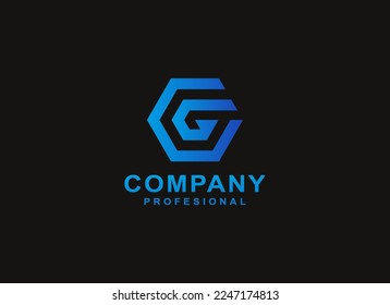 Abstract Initial Letter C and G Logo. Geometric Line Shapes Letter GC CG Isolated on Black Background. Suitable For Business and Branding Logos. Flat Design Vector Template Elements
