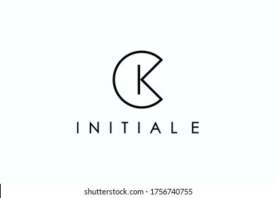 Abstract Initial Letter C and K Linked Logo. Geometric Linear Style isolated on White Background. Usable for Business and Branding Logos. Flat Vector Logo Design Template Element.