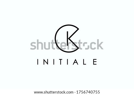 Abstract Initial Letter C and K Linked Logo. Geometric Linear Style isolated on White Background. Usable for Business and Branding Logos. Flat Vector Logo Design Template Element. Stok fotoğraf © 