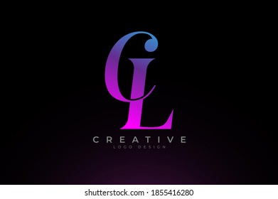 Abstract initial letter C and L logo, Blue Red Gradient light text effect, usable for branding and business logos, Flat Logo Design Template, vector illustration