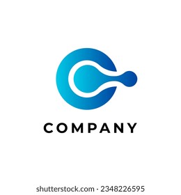 Abstract Initial Letter C Linked Logo. Blue Gradient Circular Rounded Infinity Style with Connected Dots. Usable for Business and Technology Logos. Flat Vector Logo Design Template Element.