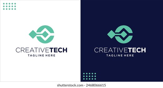 Abstract Initial Letter C Linked Logo. Blue Circular Round Style with Connected Dots. Can be Used for Business and Technology, Design Inspiration, Vector