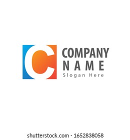 Logotipo de letra inicial abstracta C con elemento cuadrado. Logo del Vector de diseño para empresa. 