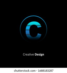 Abstract Initial Letter C Logo With Circle. Design Vector Illustration Paper Cut Template. Origami Logo Concept