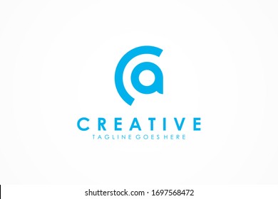 Abstract Initial Letter C and A Logo isolated on white background. Flat Vector Logo Design Template Element
