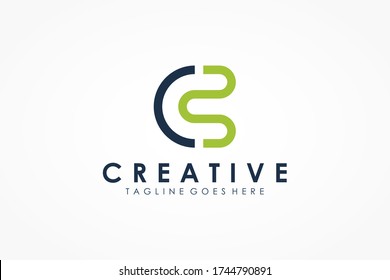 Abstract Initial Letter C Logo. Blue Green Linear Rounded Style isolated on White Background. Usable for Business and Technology Logos. Flat Vector Logo Design Template Element.