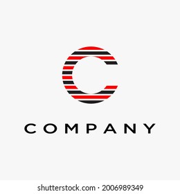 abstract initial letter c logo, simple flat style, red black combination