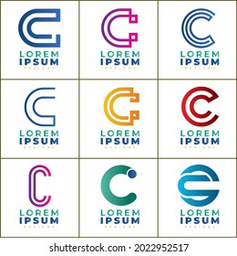 Abstraktes Initial Letter C Logo, Logo Set moderne und kreative Branding Idee Kollektion für Unternehmen. einfache Logos, minimalistisches, abstraktes Vektordesign, Symbol und Favicon für die Markenidentität