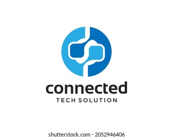 Abstract Initial Letter C  Logo. Blue Gradient Circular Rounded with Connected Dots. Usable for Business and Technology Logos. Flat Vector Logo Design Template Element.