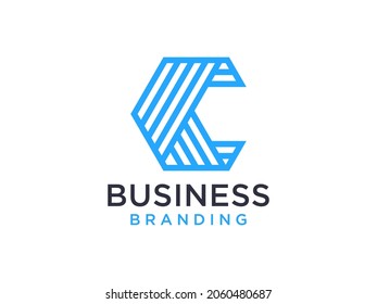 Abstract Initial Letter C Logo. Blue Rounded Style isolated on White Background. Usable for Business and Technology Logos. Flat Vector Logo Design Template Element.
