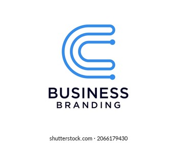 Abstract Initial Letter C Logo. Blue Geometric Shape Origami Style isolated on White Background. Usable for Business and Branding Logos. Flat Vector Logo Design Template Element.