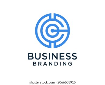 Abstract Initial Letter C Logo. Blue Geometric Shape Origami Style isolated on White Background. Usable for Business and Branding Logos. Flat Vector Logo Design Template Element.