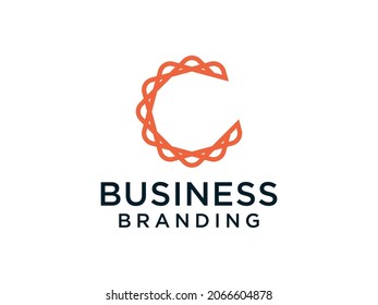 Resumen Logo De La Letra Inicial C. Estilo de línea circular naranja aislado en fondo blanco. Usable para Logos de Negocios y Tecnología. Elemento de plantilla de diseño de logotipo de vectores planos.