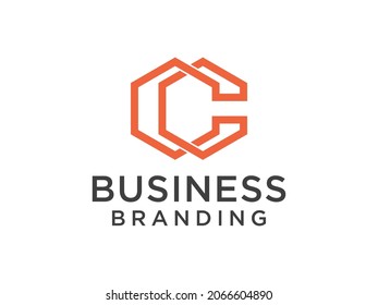 Abstract Initial Letter C Logo. Orange Circular Line Style isolated on White Background. Usable for Business and Technology Logos. Flat Vector Logo Design Template Element.