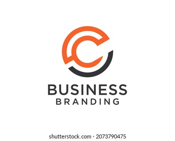 Abstract Initial Letter C Logo. Orange Circular Line Style isolated on White Background. Usable for Business and Technology Logos. Flat Vector Logo Design Template Element.