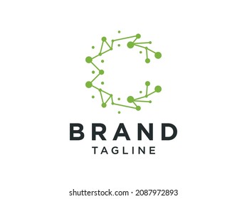 Abstract Initial Letter C Logo. Green Circular Rounded Comet Style isolated on White Background. Usable for Business and Technology Logos. Flat Vector Logo Design Template Element