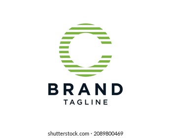 Abstract Initial Letter C Logo. Green Circular Rounded Comet Style isolated on White Background. Usable for Business and Technology Logos. Flat Vector Logo Design Template Element