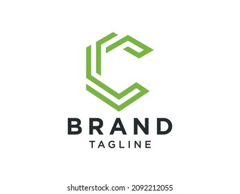 Abstract Initial Letter C Logo. Green Circular Rounded Comet Style isolated on White Background. Usable for Business and Technology Logos. Flat Vector Logo Design Template Element