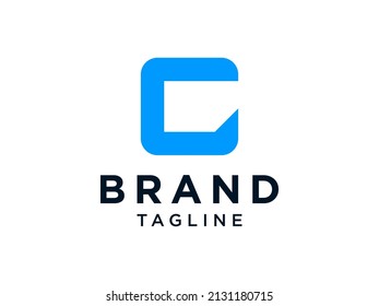 Resumen Logo De La Letra Inicial C. Forma cuadrada geométrica azul aislada en fondo blanco. Usable para logotipos de empresas y marcas. Elemento de plantilla de diseño de logotipo de vectores planos.