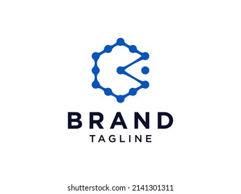 Abstract Initial Letter C Logo. Blue Circulr Rounded Style with Connected Dots. Usable for Business and Technology Logos. Flat Vector Logo Design Template Element.