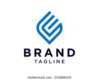 Abstract Initial Letter C Logo. Blue Line Style isolated on White Background. Usable for Business and Branding Logos. Flat Vector Logo Design Template Element.
