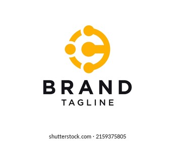 Abstract Initial Letter C Logo. Yellow Motion Circle Shape Modern Waves isolated on White Background. Usable for Business and Technology Logos. Flat Vector Logo Design Template Element.
