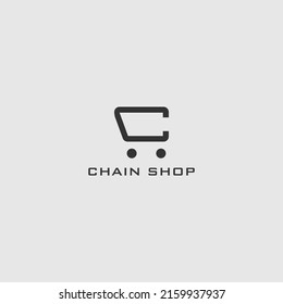 abstract initial letter C logo in the form of shopping cart icon in black color applied for eCommerce platform logo design also suitable for the brands or companies that have initial name C