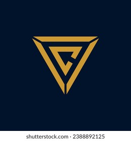 Abstract initial letter C logo in green color isolated in white background