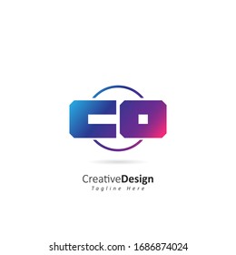 Abstract Initial Letter C O Logo with Circle. Design Vector Template for Company Icon