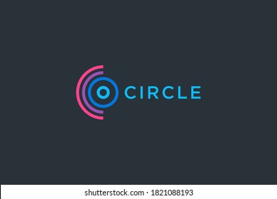 Abstract Initial Letter C and O Circle Logo. Colorful Geometric Circular Line isolated on Blue Background. Usable for Business and Technology Logos. Flat Vector Logo Design Template Element.