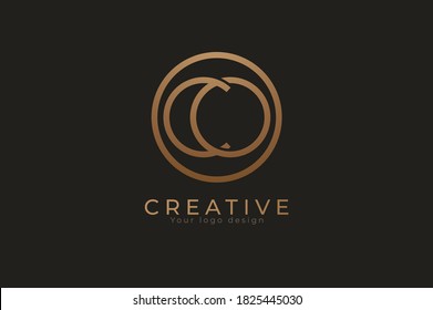 Abstract initial letter C and O logo,circle line and letter CO combination, usable for branding and business logos, Flat Logo Design Template, vector illustration