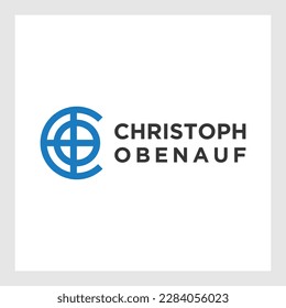 Abstract Initial Letter C and O Circle Logo. Colorful Geometric Circular Line isolated on Blue Background. Usable for Business and Technology Logos. Flat Vector Logo Design Template Element.