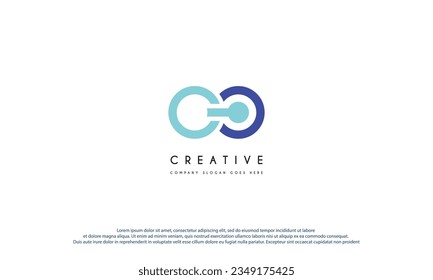 Abstract Initial Letter C and O Linked Logo. Blue Gradient Circular Rounded Infinity Style with Connected Dots. Usable for Business and Technology Logos. Flat Vector Logo Design Template Element.