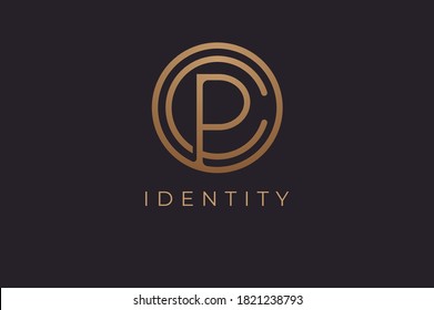 Abstract initial letter C and P logo,usable for branding and business logos, Flat Logo Design Template, vector illustration