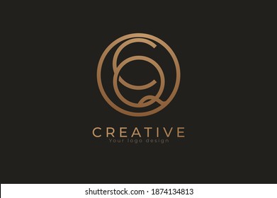 Abstract initial letter C and Q logo, usable for branding and business logos, Flat Logo Design Template, vector illustration