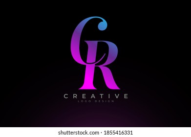 Abstract initial letter C and R logo, Blue Red Gradient light text effect, usable for branding and business logos, Flat Logo Design Template, vector illustration