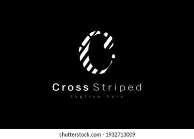 Abstract Initial Letter C Striped Logo. Black Geometric Line isolated on White Background. Usable for Business and Branding Logos. Flat Vector Logo Design Template Element