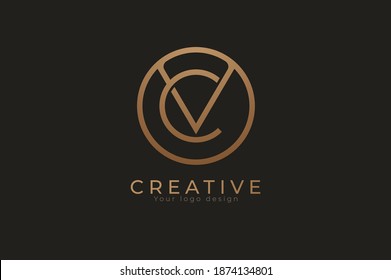 Abstract initial letter C and V logo, usable for branding and business logos, Flat Logo Design Template, vector illustration