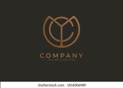 Abstract initial letter C and Y logo,usable for branding and business logos, Flat Logo Design Template, vector illustration