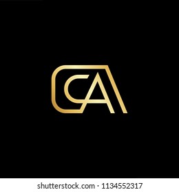 Abstract initial letter CA AC. minimal awesome trendy professional logo design template. Vector letter logo with gold and black color.