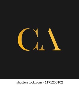 Abstract initial letter CA AC. minimal awesome trendy professional logo design template. Vector letter logo with gold and black color.