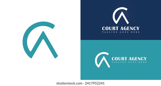 Abstract initial letter CA or AC logo in blue color isolated in white background. Abstract initial letter C and A logo, usable for branding and business logos, Flat Logo Design Template, vector logo.