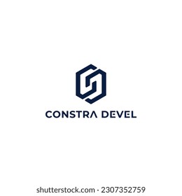 Abstract initial letter CD or DC logo in black color isolated in white background. CD Logo monogram with hexagon shape style design template isolated on white background.